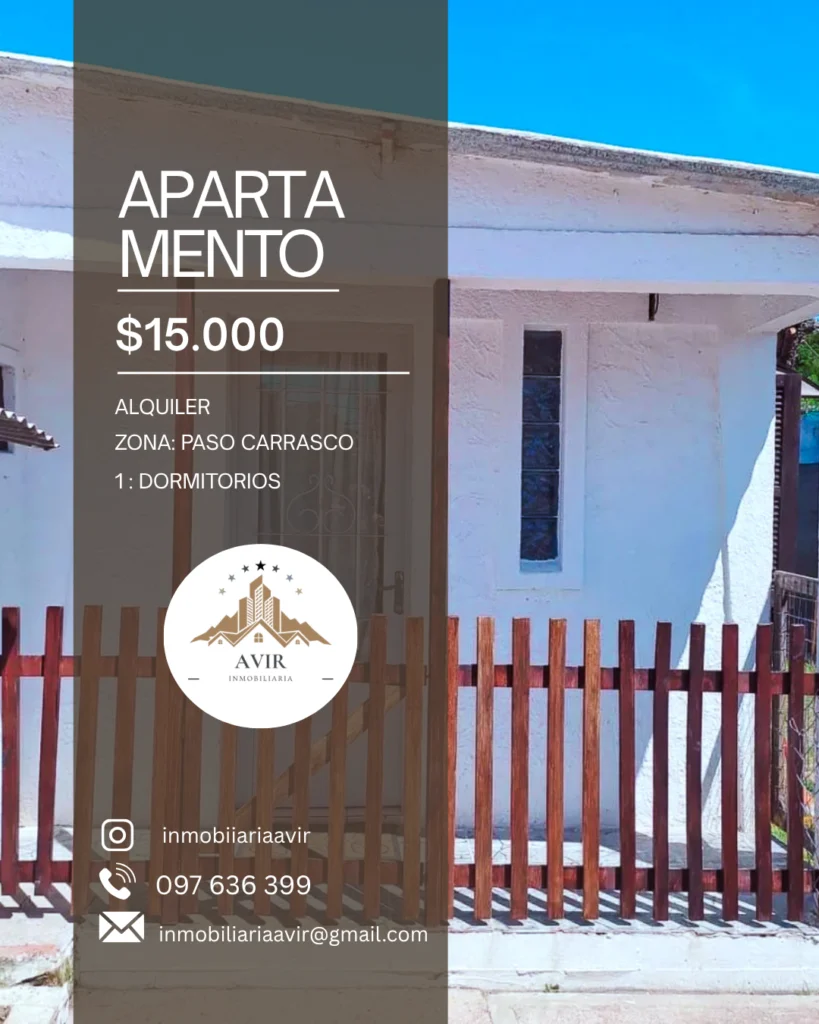 ¡Alquilá tu próximo hogar en Paso Carrasco! $15.000