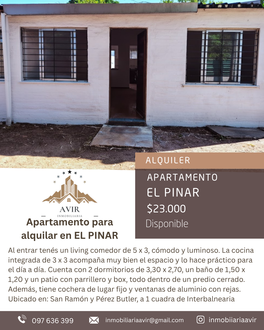 Apartamento Alquiler (Pinar) $23.000