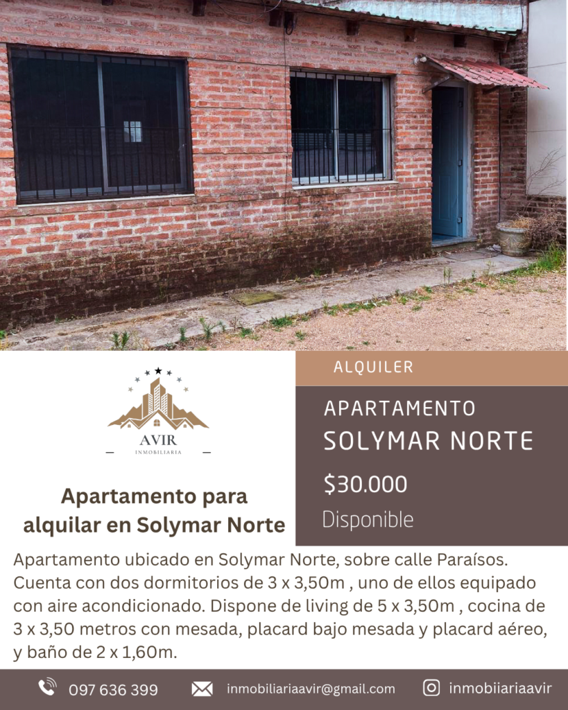 Apartamento Solymar Norte $30.000