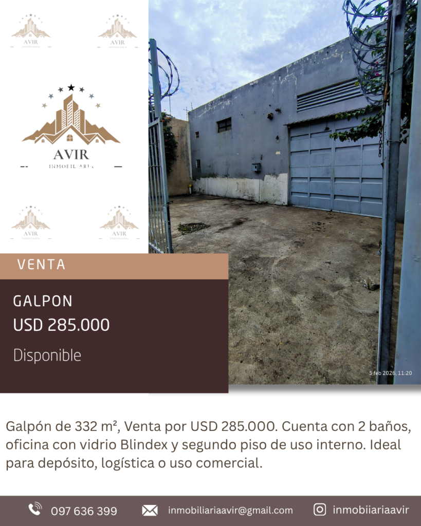 Galpon en venta USD 285.000 (Solymar)